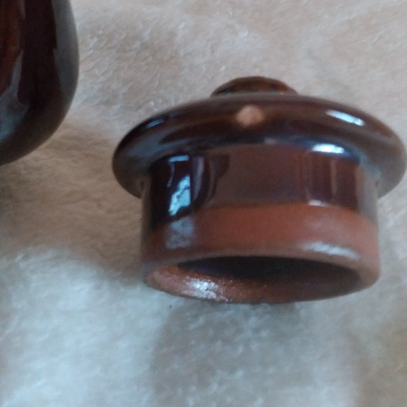 VINTAGE OCCUPIED JAPAN "REDWARE" Glazed Small Brown Ceramic Teapot/Lid - Picture 5 of 7